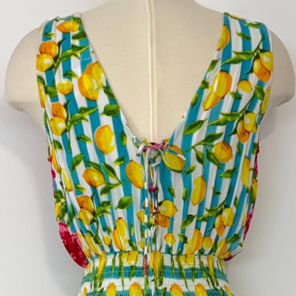 Antica Sartoria Lemon Floral Print Maxi Dress Sleeveless Tiered OS - Picture 9 of 12